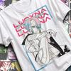 Schwarz Übergröße Cyberpunk: Edgerunners T-Shirt mit Lucy Kushinada Monochromer Linienkunst-Druck