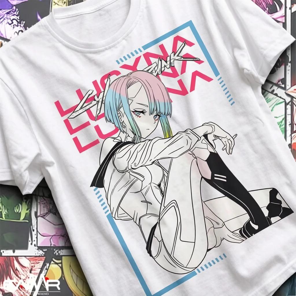 

Black Oversized Cyberpunk: Edgerunners T-Shirt with Lucy Kushinada Monochrome Line Art Print XXXL