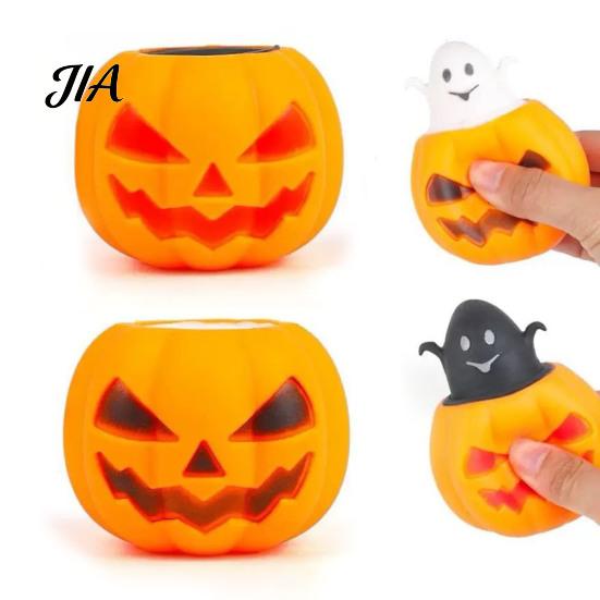 Pumpkin Head Sensory Toy 12Pcs Pop-up Ghost Squeeze Toy, Stress Relief Set Creepy Pinch Fidget for Party Favors Halloween
