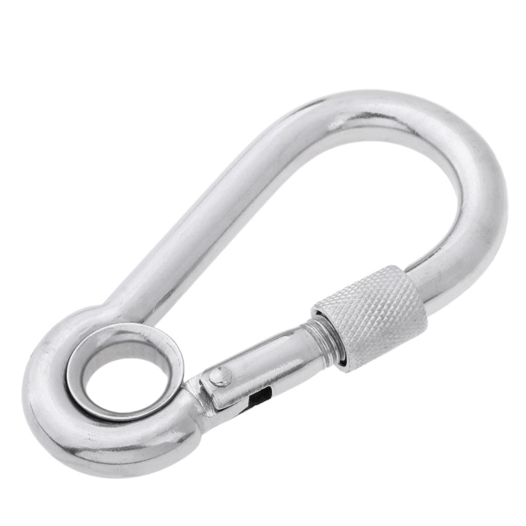 316 Stainless Steel Carabiner Spring Snap Hook with Eyelet Outdoor Camping