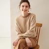 Women's Round Neck Plaid Cashmere Sweater - 2025 Autumn/Winter Warm Knit with Long Sleeves, Wearable as Outerwear.