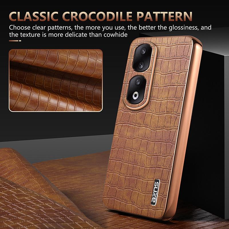 For Honor 90 Pro Case PU Leather+TPU Electroplating Phone Cover