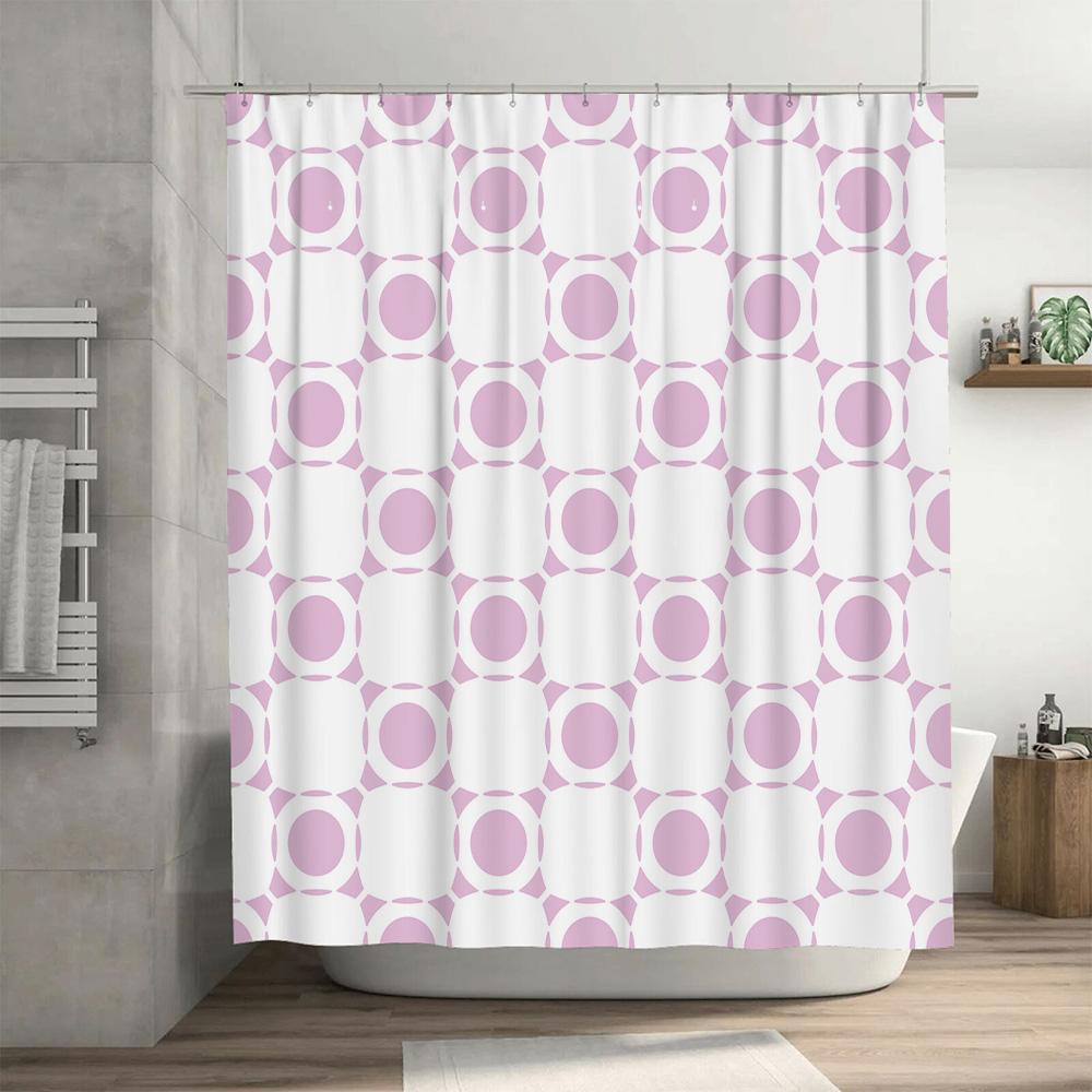Bathroom Decor Set Shower Curtain Waterproof Plaid Print Modern Home Decor Washable Linen Fabric Bathroom Hanging Shower Curtain