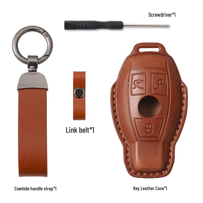 Husă din piele naturală pentru cheie Mercedes pentru E-Class E300, A200L, C-Class 260L - Model vechi pentru bărbați