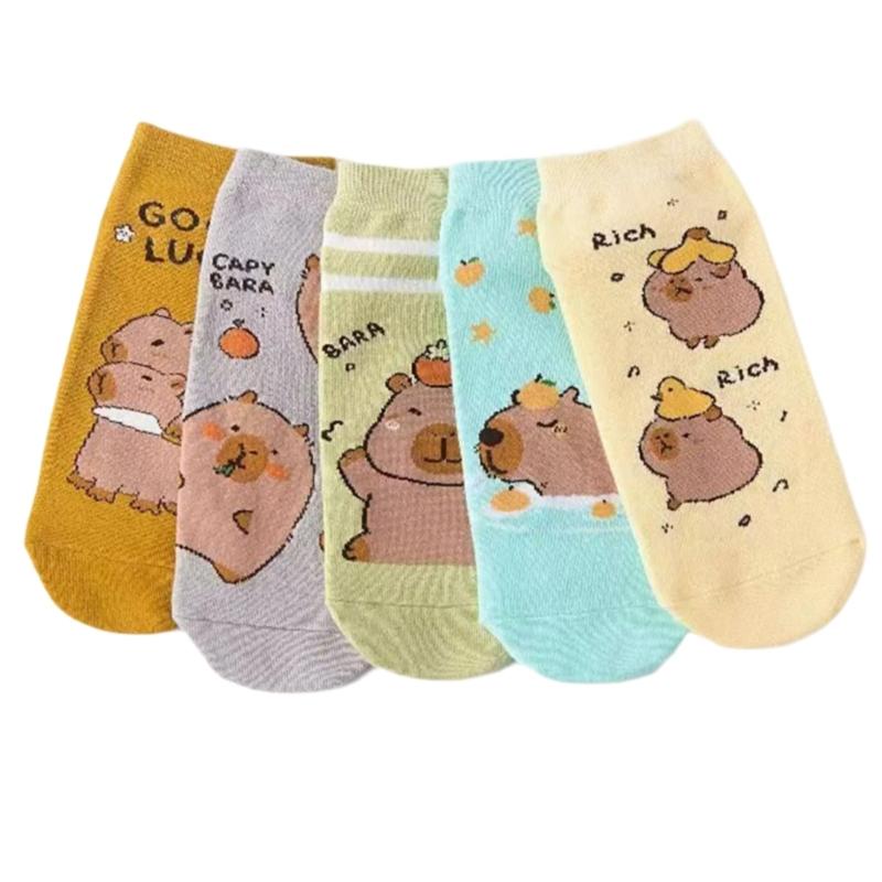 No Show Socks Cotton Low Cut Socks Funny Novelty Socks Anime Short Socks Fun Ankle Socks for Women Girls Capybara Socks
