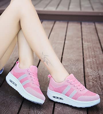 Manantiaar Women's Sneakers, Platform Shoes, Pink, Size 23, Breathable, Washable, for Training and Fitness, Size 23.0cm