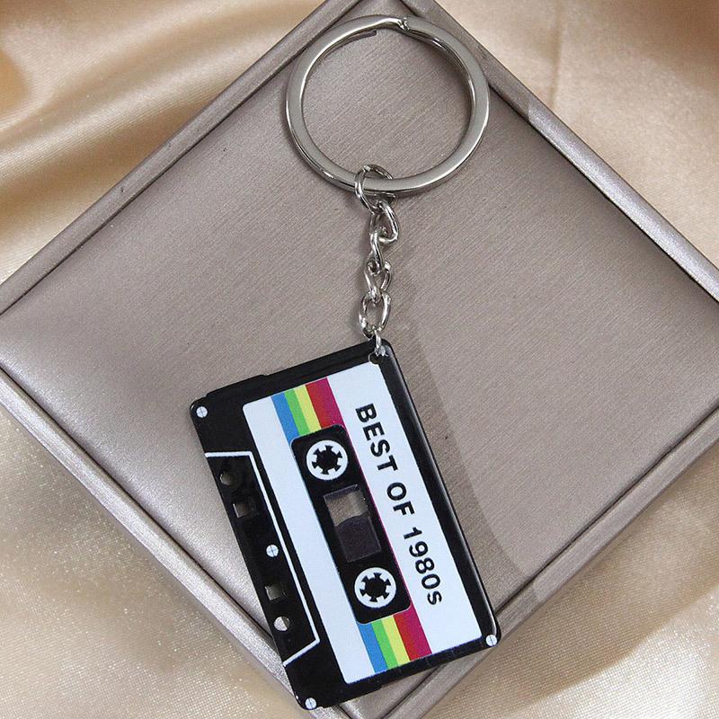 

Retro Color Keychain Cassette Tape English Alphabet Magnetic Tapes Pattern Decorations Car Backpack Keychains Accessories Gifts
