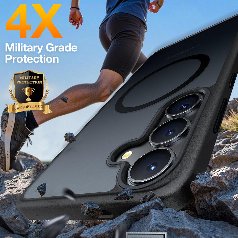 

For Samsung Galaxy S25 Case Compatible with MagSafe Skin-Touch Matte PC+TPU Phone Cover Style A