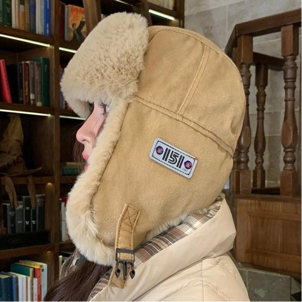 Faux Fur Bomber Hat with Ear Flaps Russian Cap Fashion Ear Protectors Hats  Female