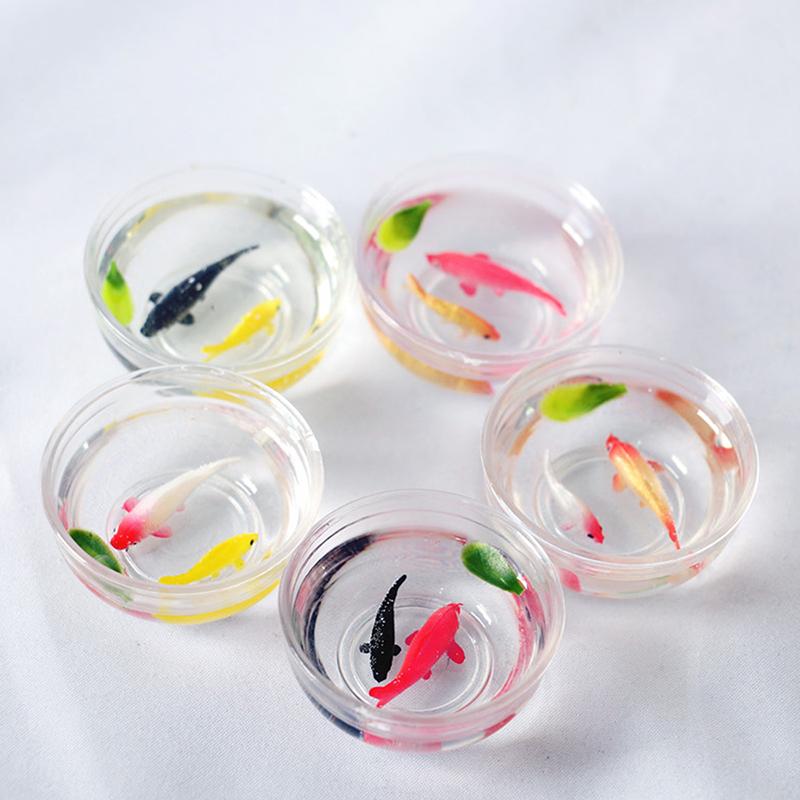 Mini Fish Tank DIY Resin Transparent Goldfish Tanks Handmade Miniature Decor