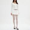 Elssibeui Lace-Trimmed Button Long-Sleeve Top_Ivory