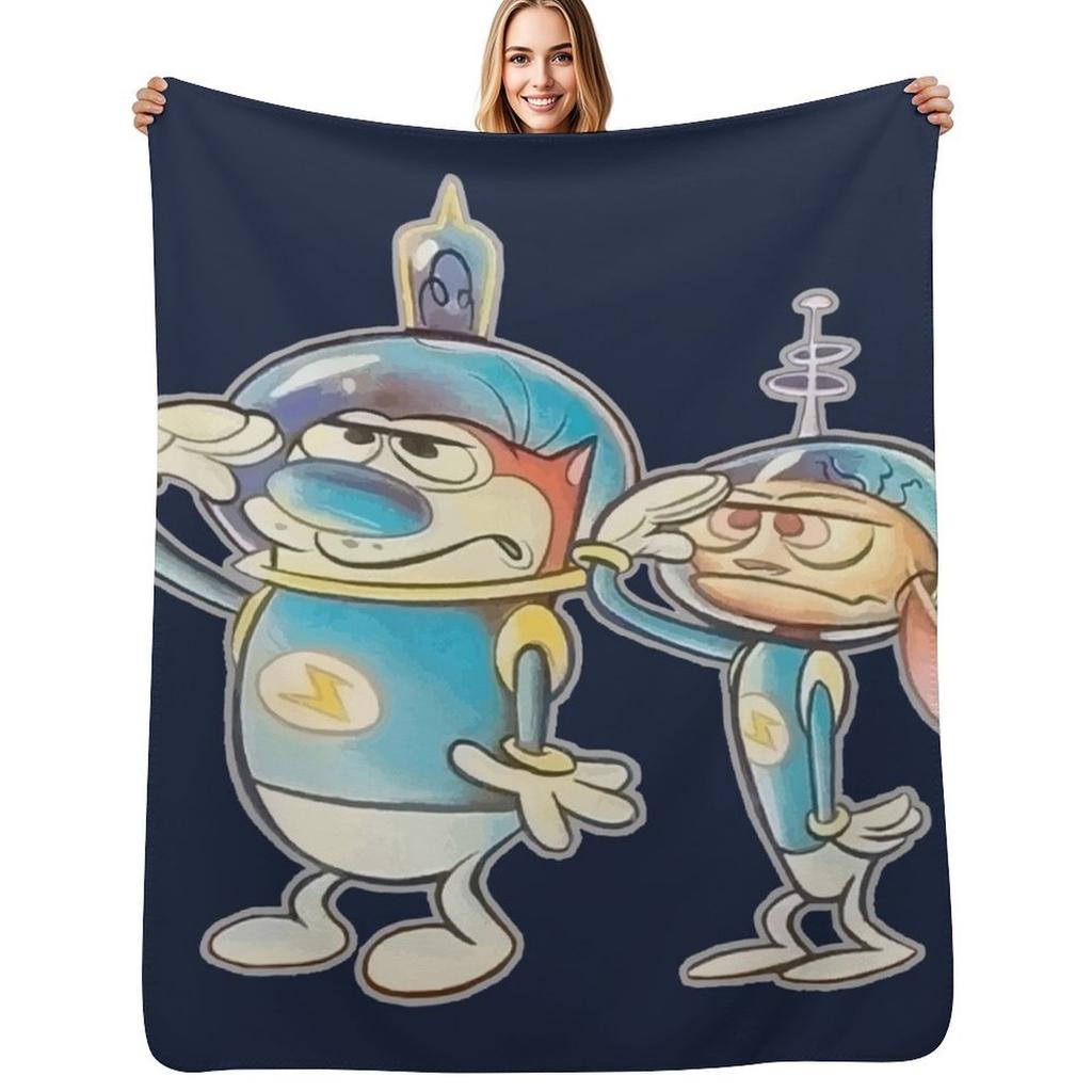 Ren and Stimpy Space Buddies Throw Blanket Flannel Fleece Soft Warm Throw Blanket