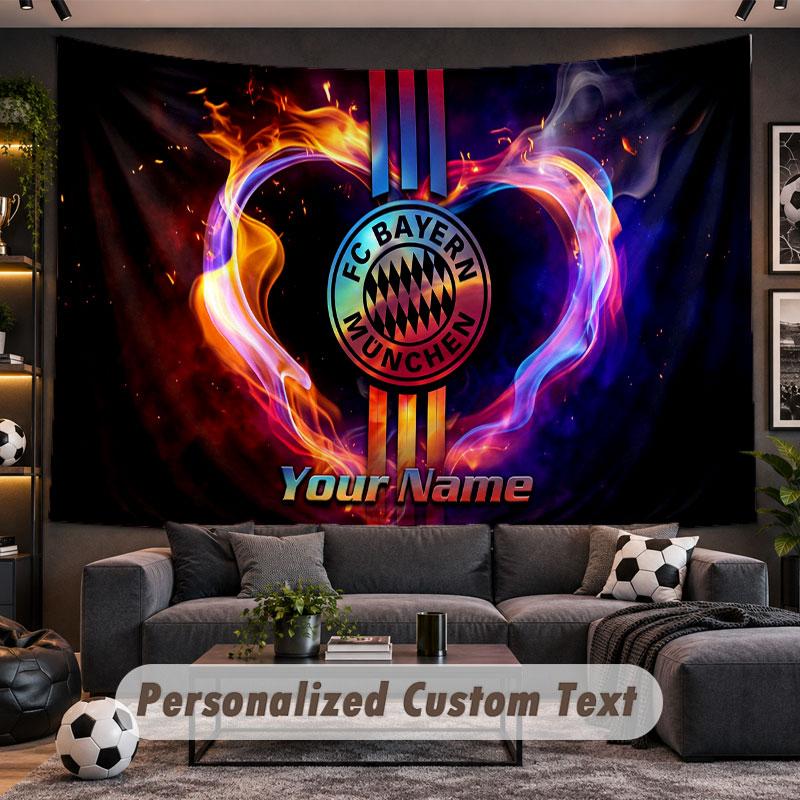 Wall Hanging Tapestry Custom NameBayern Munich Pattern Personalized Printed Fabric Wall Decor
