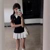 A Whole Set of Summer Wear Women's College Style, Small Hot Girls Wear JK Splicing Slim Pleated Dress