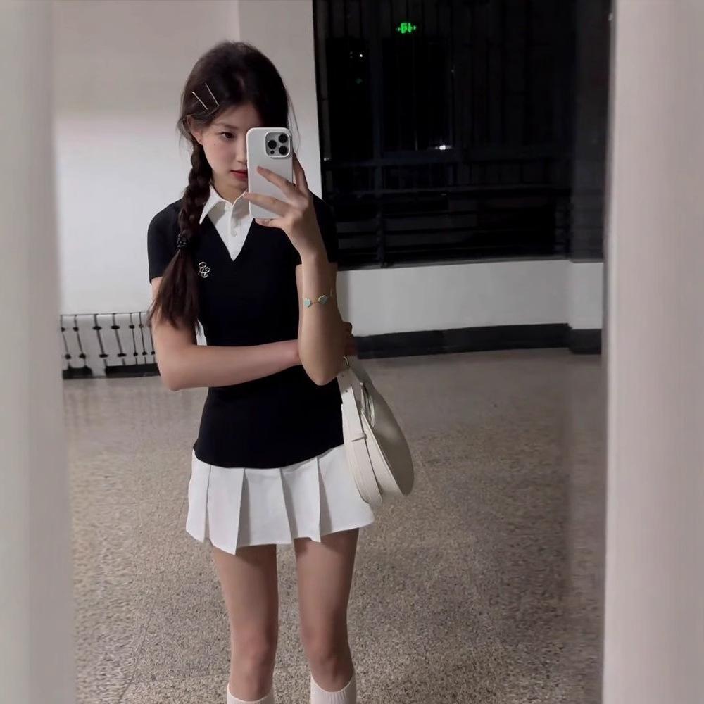 A Whole Set of Summer Wear Women's College Style, Small Hot Girls Wear JK Splicing Slim Pleated Dress
