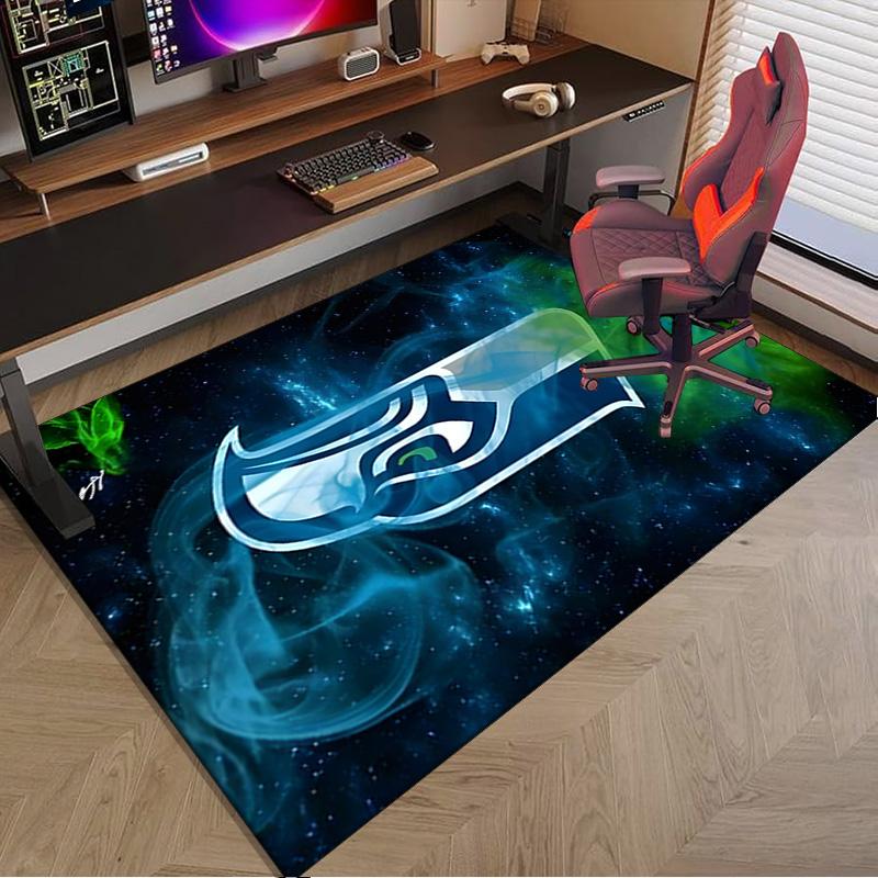 Seahawks Teamgeist Teppich für Büro, Stuhlunterlage, Dekorteppich Wohnzimmer Matte, Große Größe Fan Geschenke Weihnachtsgeschenke
