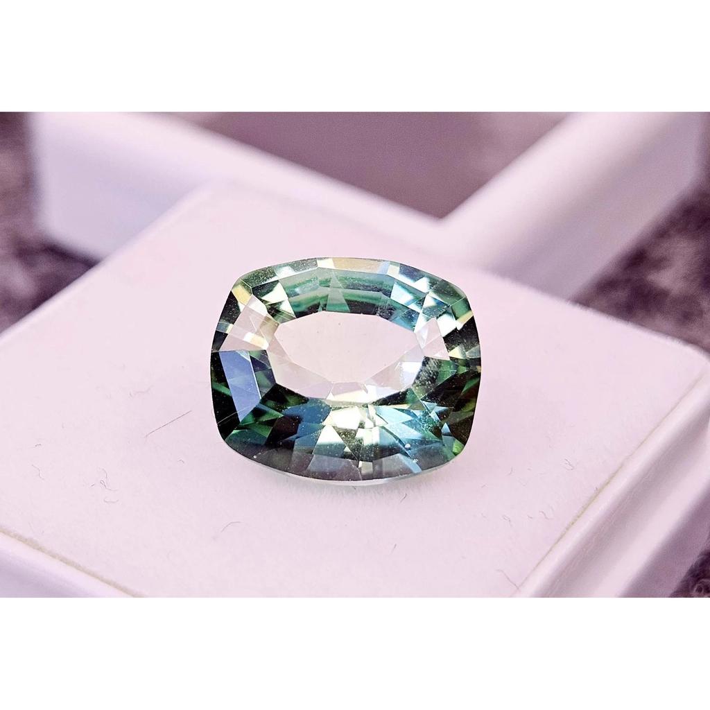 Natural Parti Sapphire Green Cushion Cut 5-6 Ct Beautiful Certified Gemstone
