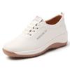 Women Platform Loafers Casual Elegant Leather Khaki Sneakers Thick Sole Height Increase Shake Shoes Large Size