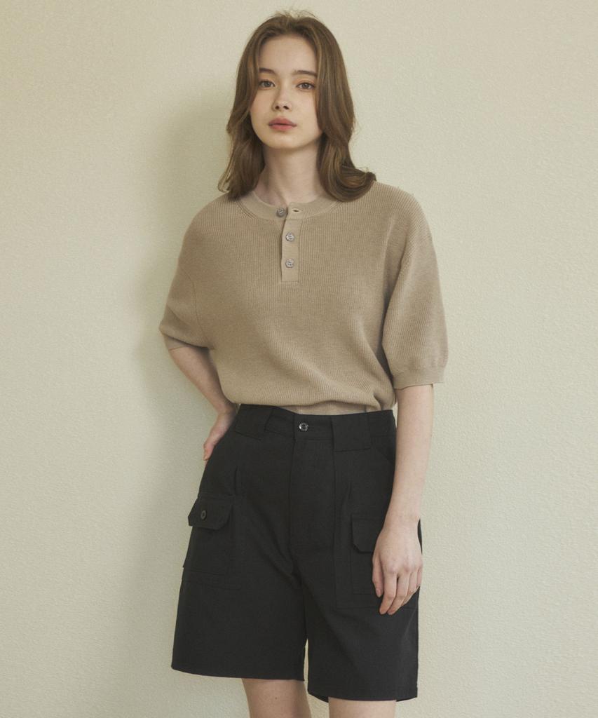 Wednesday Oasis For Woman W/ Cool Washable Henley Neck Half Knit (4 Colors)