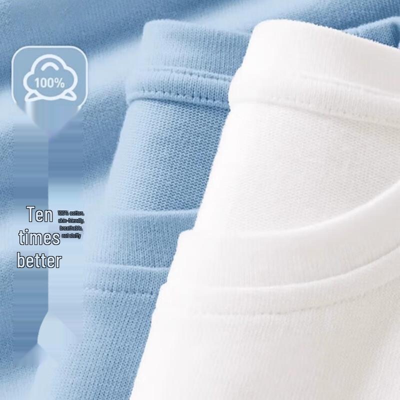 Huili Women's Light Blue Cotton Long-Sleeve T-Shirt