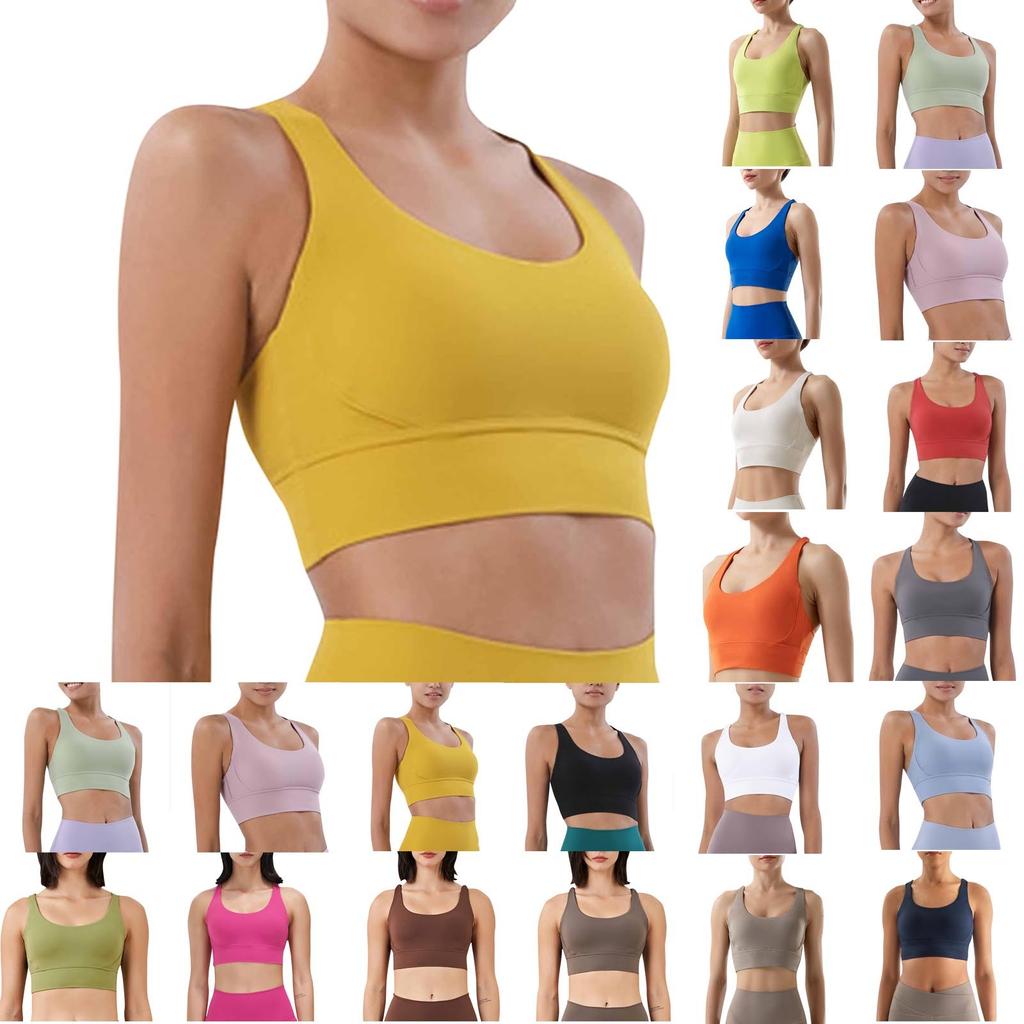 Double-sided Brushed Cross Back Sports Shockproof Gathered Yoga Fitness Vest