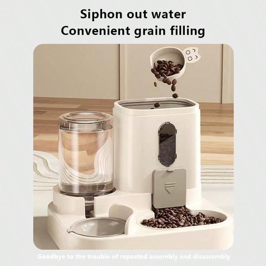 Dog Bowl Cat Food Bowl 2 In 1 Pet Automatic Feeder and Waterer Food Container Supplies, Extra-Large Capacity 2500 Ml