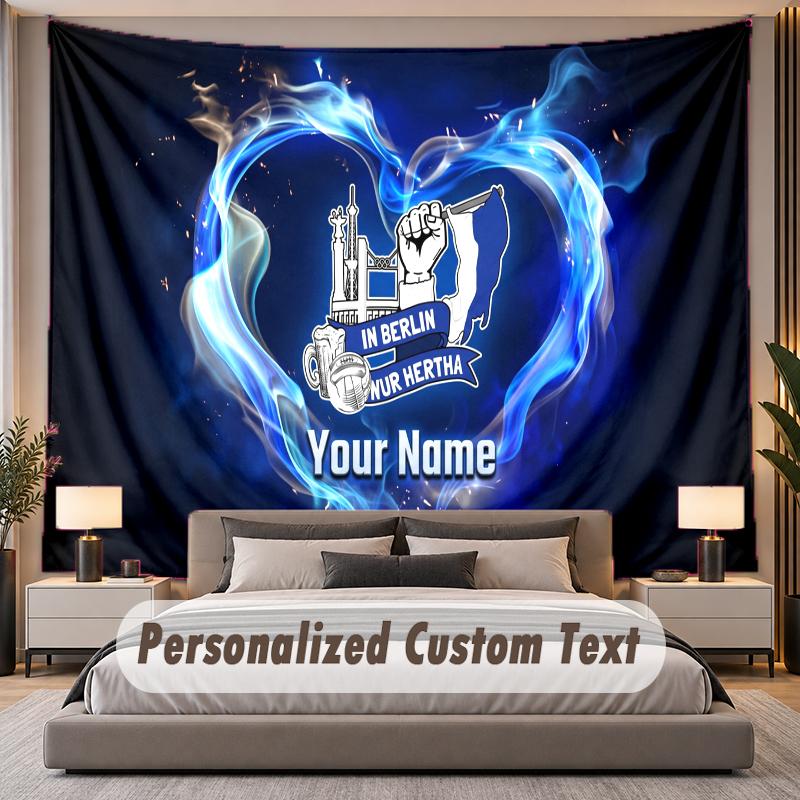 Benutzerdefinierter Name Text Wandteppich Hertha BSC Personalisierter Polyester Wandteppich Für Schlafzimmer Und Zimmer