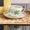 Creative Afternoon Tea Coffee Cup And Saucer Flower And Bird Printing Black Tea Cup Set Kitchen Supplies Cup And Saucer Gift