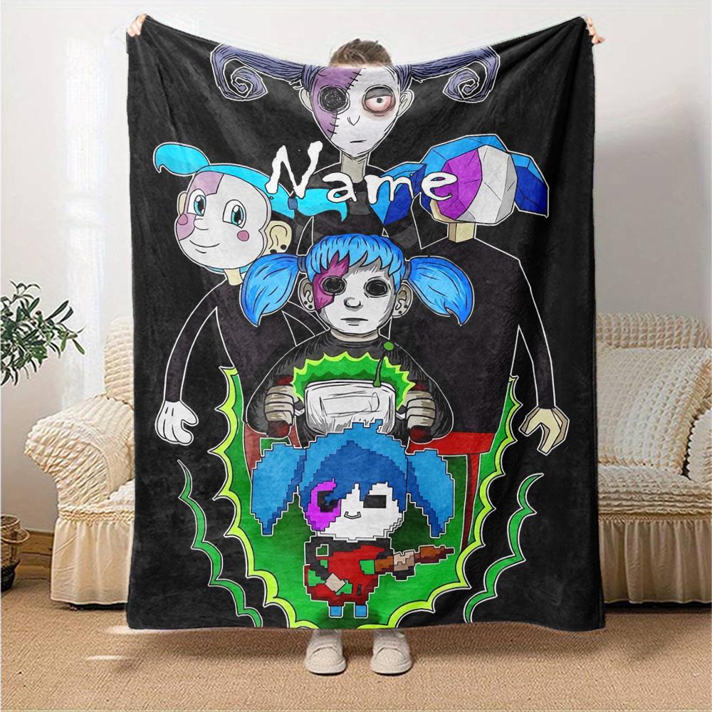Custom Name Sally Face Theme Printed Blanket - Perfect for Couch, Bed, Travel & Outdoor Use | Machine Washable, Cozy & Durable.