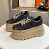Women's Shoes 2025 Spring New Thick Soled Height Increasing Casual Sports Shoes Fashionable Lace Up Anti Slip Casual Board Shoes