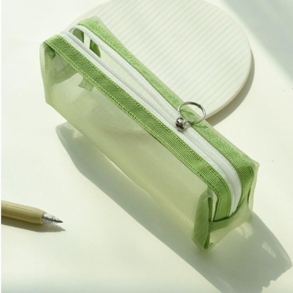 

Dacron Transparent Stationery Pencil Bag Korean Version Transparent Colored Pencil Case Student зелений