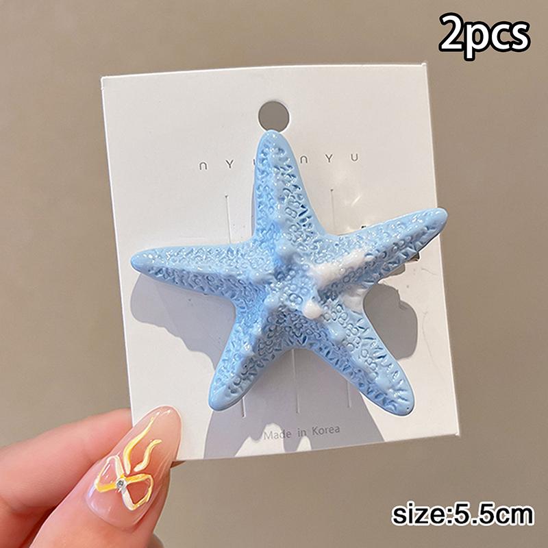 Y2K Blue Starfish Hairpin Summer Beach Vacation Hair Clip  Sweet Bangs Clip Girls Women Hair Accessories