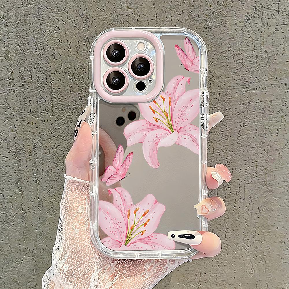 

Романтичный чехол-зеркало с цветами персика для iPhone 17 Air 16 Pro Max 17 15 14 13 12 11 7 8 Plus XR XS Защитная задняя крышка iPhone 8