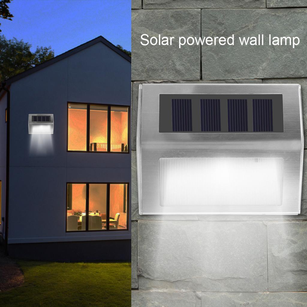 Edelstahl 3LED Solarbetriebene Wandleuchte Gehweg Wasserdicht Landschaftslicht(Weißes Licht)