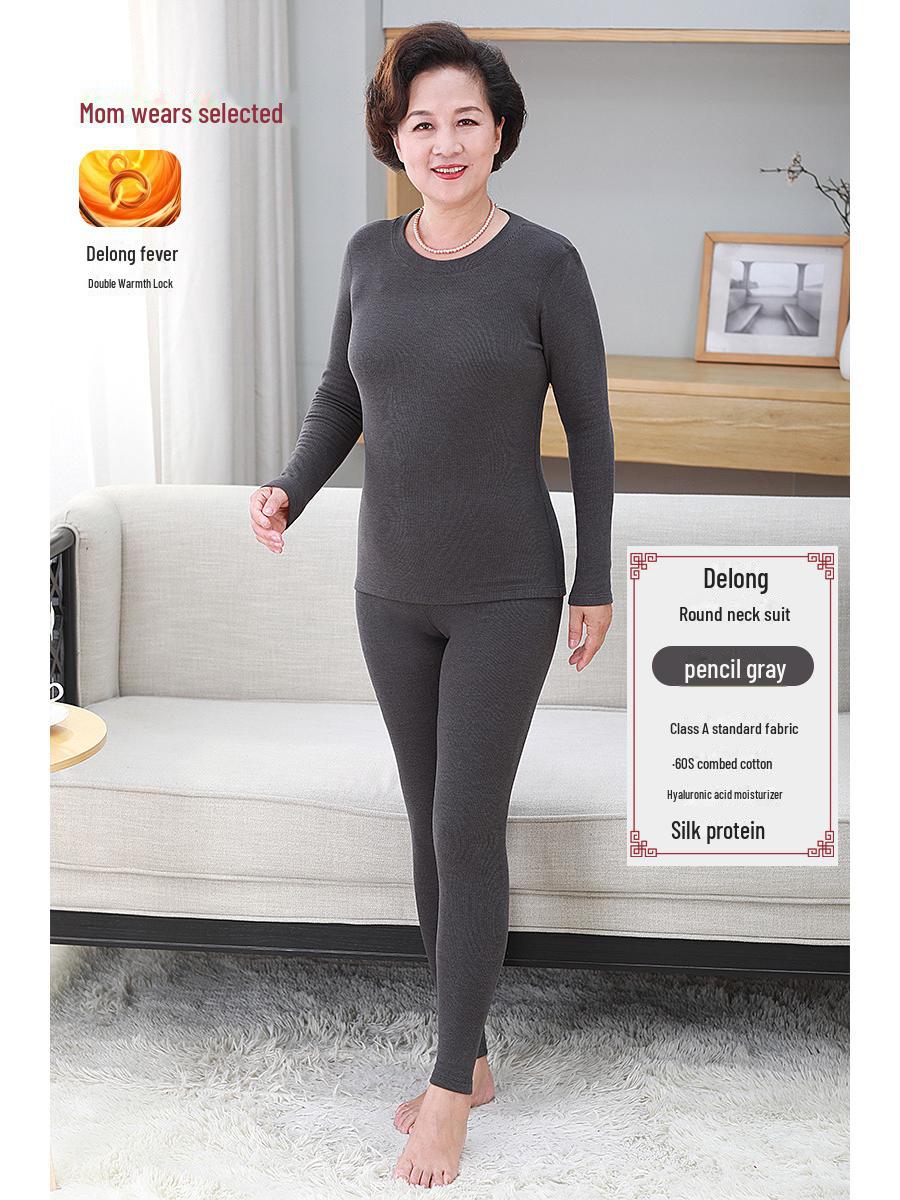 

Комплект термобелья из бархата для женщин среднего и пожилого возраста: Тип A, включает верх и низ XL (120-140 jin)