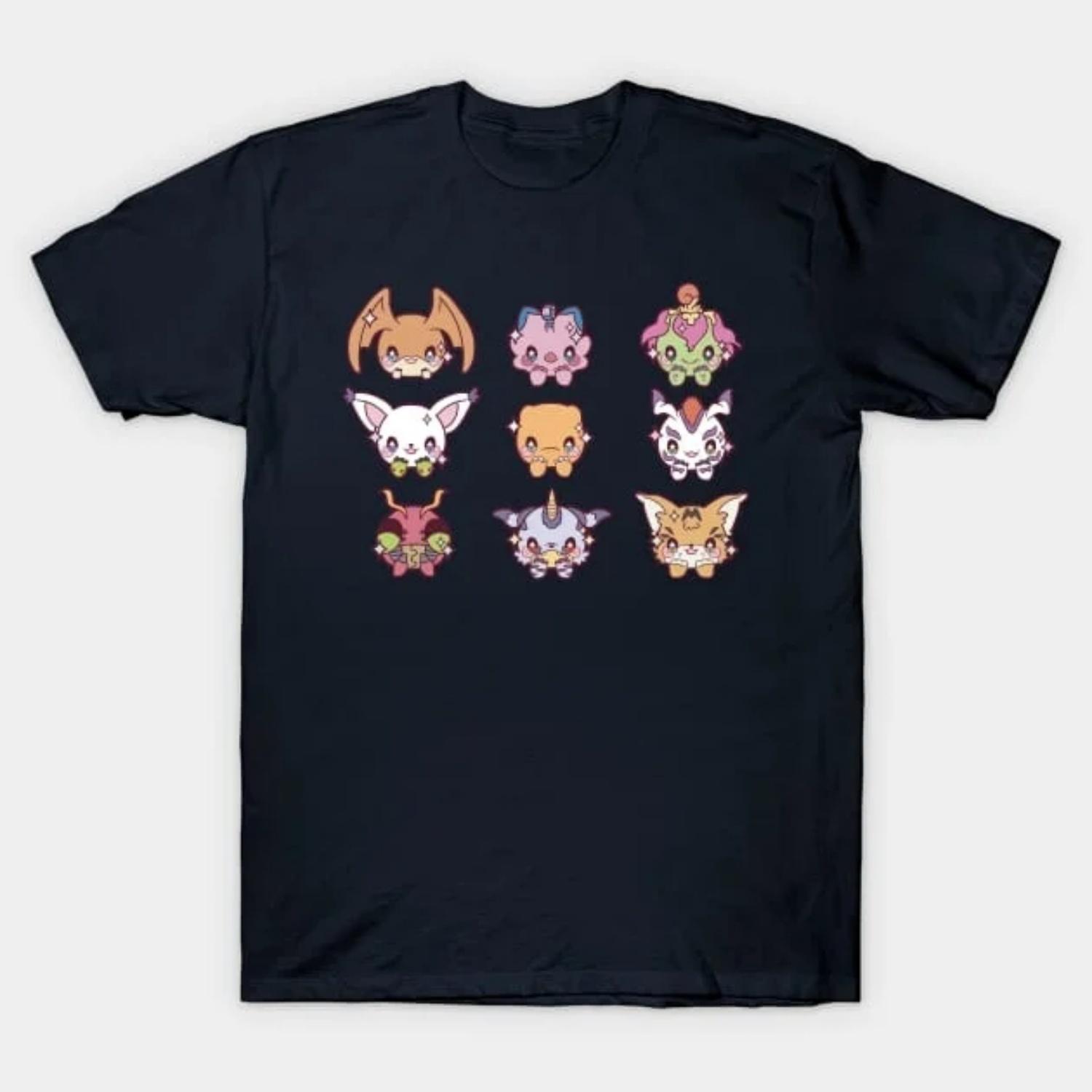 

2026 New Digimon Gabumon Evolution Cotton Casual Short Sleeved Parent-child T-shirt Men and Women s Fashion T-shirt Streetwear S чёрный