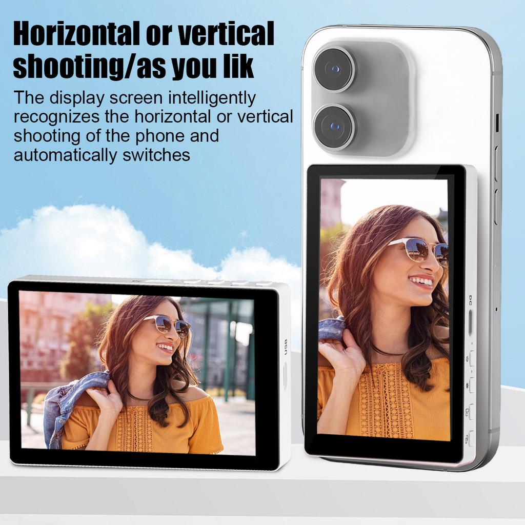 Wireless Magnetic Monitor Screen for Using Phone Rear Camera for Smartphone Selfie Vlog Live Stream Video Recording