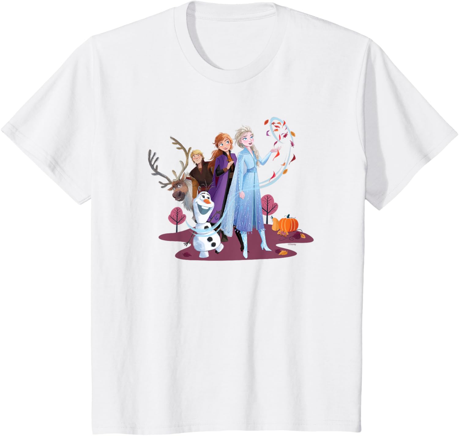 Hot Fashion Casual Disney Princess Frozen Elsa Anna Olaf Sven and Kristoff Case T-Shirt S-4XL Four Seasons XXXL белый