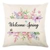 Seasons Throw Pillow Cover Spring Linen Flowers Truck Cushion Office Throw Pillow Cushion Throw Pillow Cushion