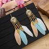 Vintage Feather Bohemian Earrings With Alloy Carving For Women Festival And Daily Use
