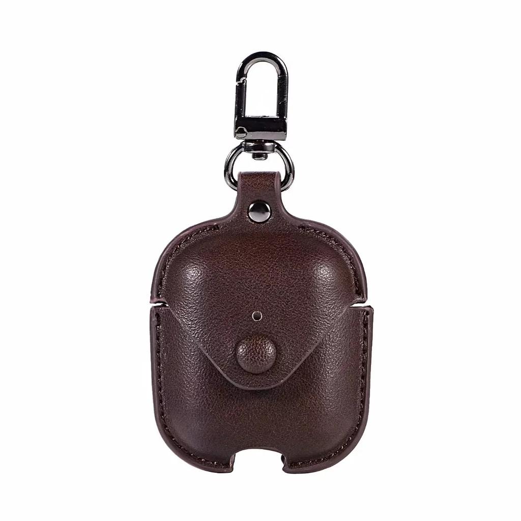 Applicable AirPods Earphone Case Retro Crazy Horse Pattern Flip Earphone Storage Leather Case Portable Hook