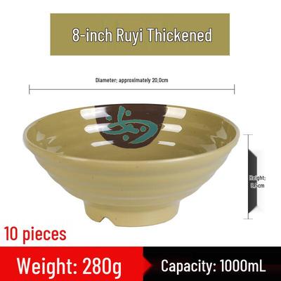 Commercial Melamine Noodle Soup Bowls (10-Pack)