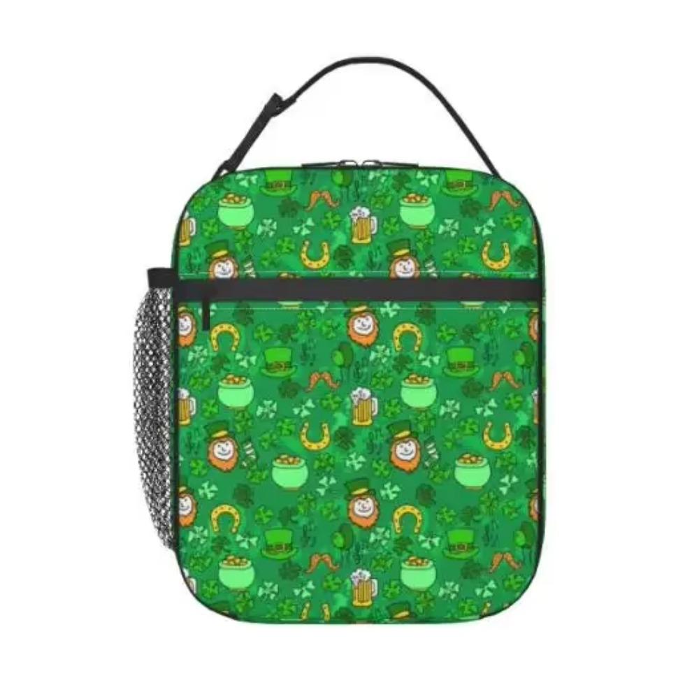 3D St.patrick Day Clovers Insulated Lunch Bag Many Green Clover Lunch Box Lunch Bag for Women Food Tote Bags Reusable