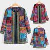 Vintage Floral Print Plus Size Cotton Jacket Women Long Sleeve Ethnic Coat