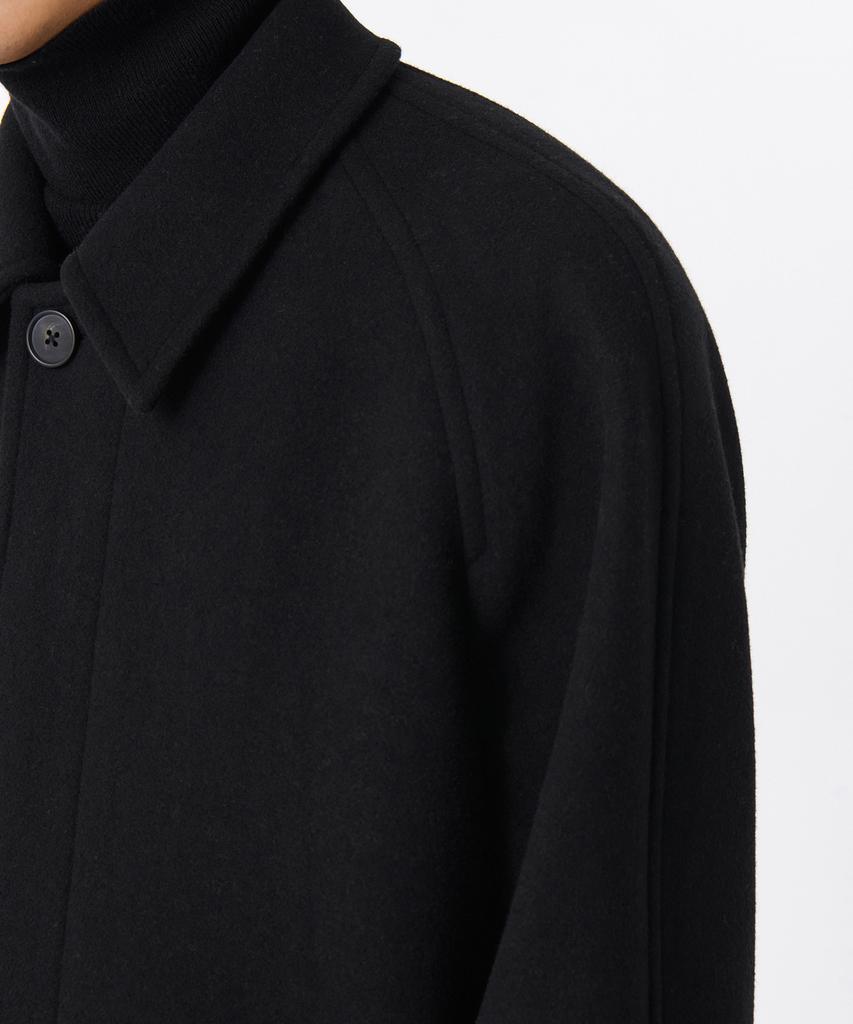 Musinsa Standard Wool Blend Oversized Half Balmacaan Coat [Black]