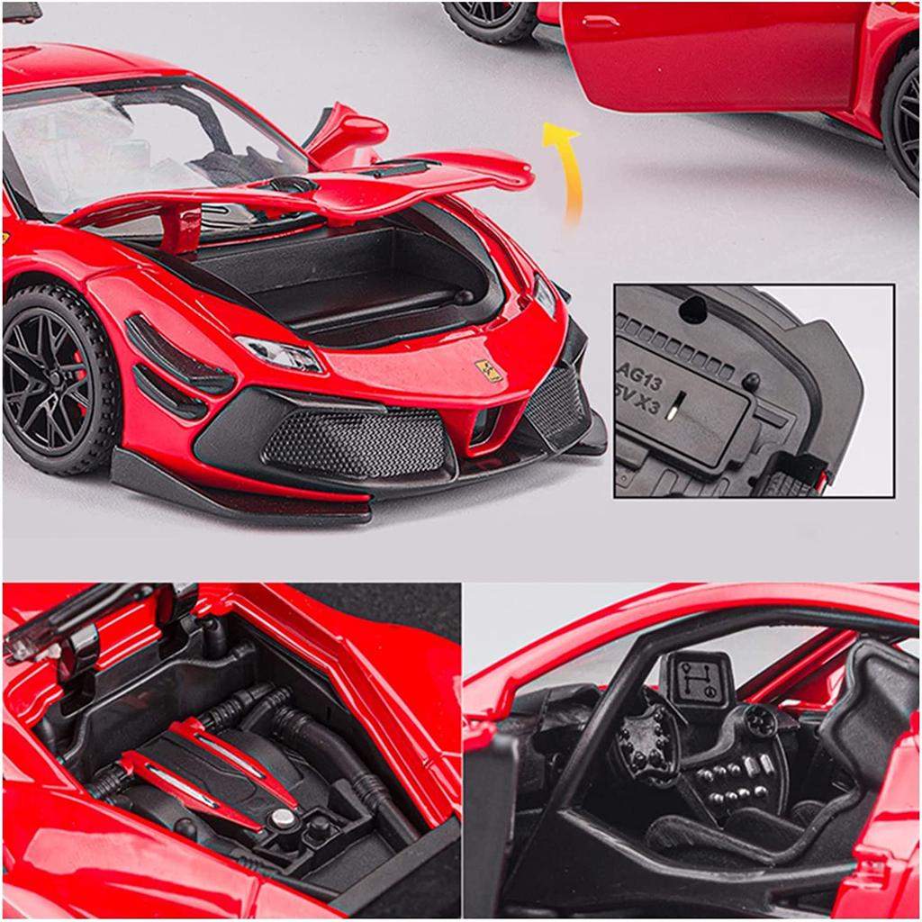 Modellauto aus Druckguss im Maßstab 1:32, Modellauto 488, zurückziehbares Spielzeugfahrzeug mit Ton und Licht für Kinder, Kleinkinder, Jungen und Mädchen, Geschenkkollektion