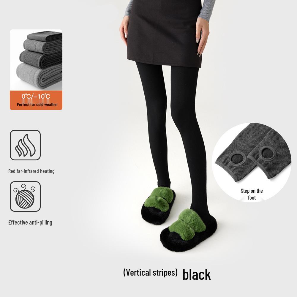 Gray Cotton Leggings: Warm, Thick, Threaded Slim Pantyhose for Autumn & Winter