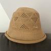 Hollow knitted bucket hat, curled edge fashion visor, travel versatile washbasin hat