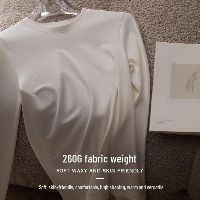 Tangge Women's Long-Sleeve Seamless Mulberry Silk Top - Soft, Elastic, Light, and Warm Round Neck Shirt