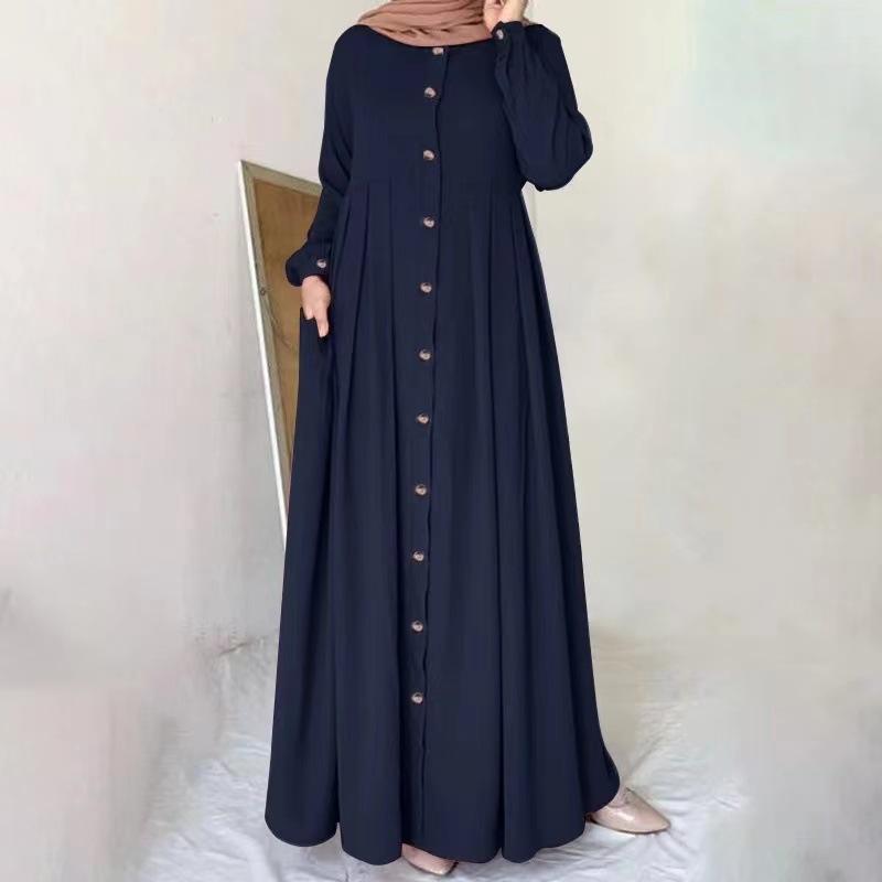 Rochie cămașă maxi tunică cu mânecă lungă Abaya Dubai pentru femei